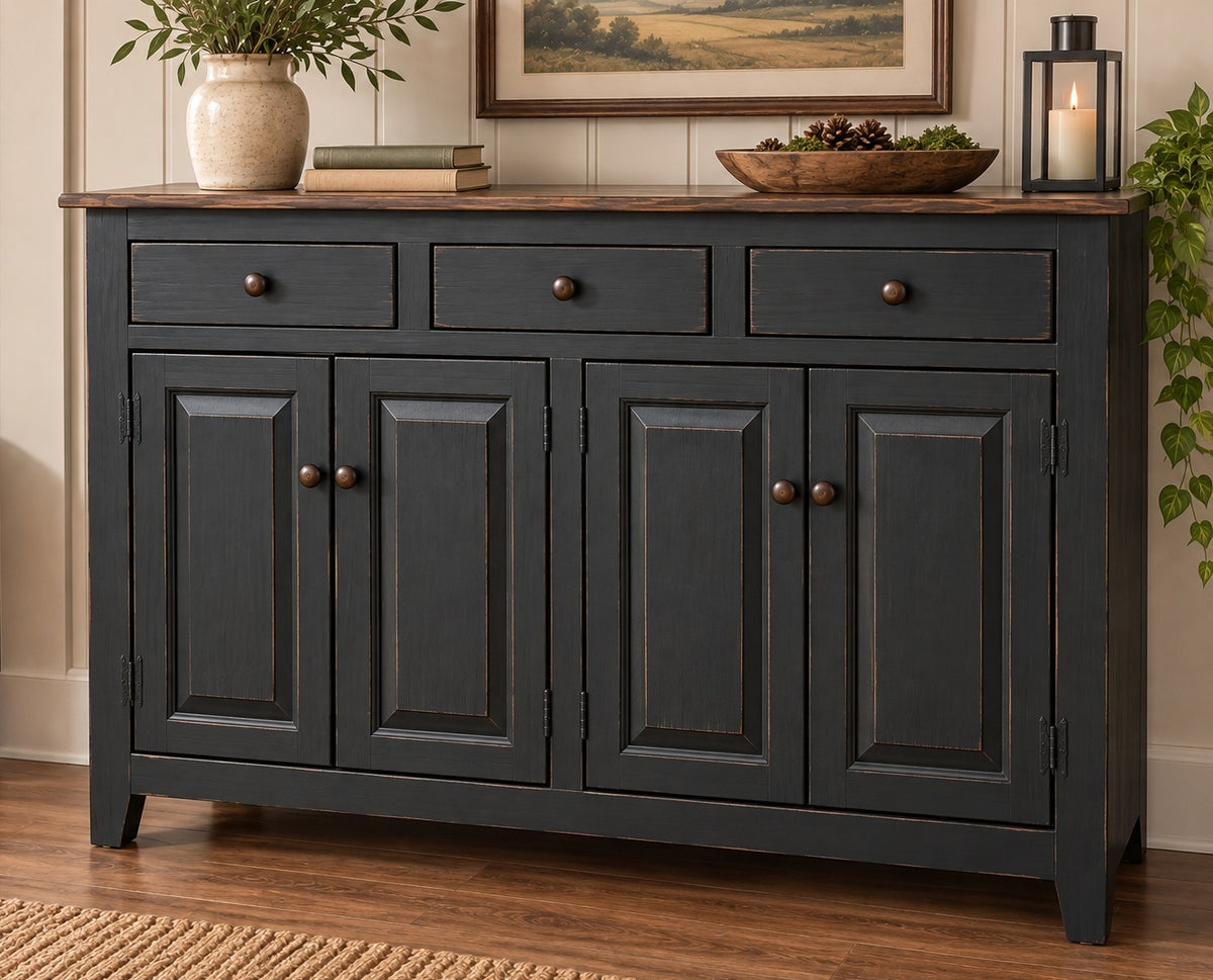 Amish Handmade Cabinet - 4 Door Multipurpose Hatch - Amish Furniture -Farmhouse - Primitive TV Stand - Storage - Rustic- Case Goods - Home