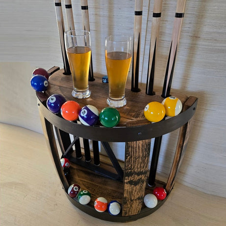 Whiskey Barrel Cue Racks