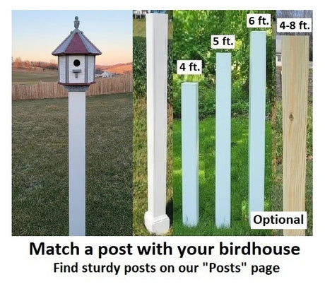 Amish Made Gazebo Birdhouse 1 Nesting Compartment, Poly Bird House, Post Not Included