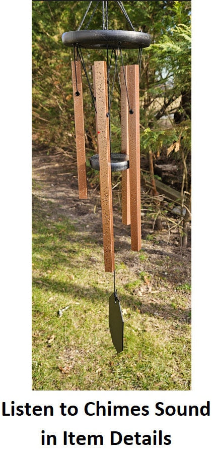 Square Wind Chimes Amish Handmade - 25" - Aluminum Tubes - Copper Coating - Deep Tone - Outdoor Decor - Wind Bells - Meditation - Nature