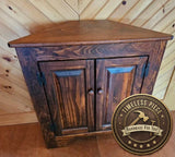 Corner Cabinet 2 Doors - Amish Furniture - Free Shipping - Primitive - Storage - TV Cabinet -Amish Handmade - Multipurpose Cabinet - Rustic