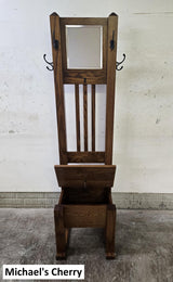 Amish Handmade Hall Seat - Storage Bench - Multipurpose Cabinet - Farmhouse Hall Tree - Mirror Home Decor - Primitive Storage- Rustic- Hooks