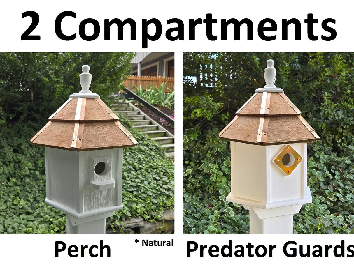 Painted Cedar Roof Birdhouse 2-8 Compartments Amish Handmade Birdhouse Handmade Maintenance Free Gifts for Bird Lovers Large Bird Houses
