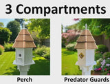 Painted Cedar Roof Birdhouse 2-8 Compartments Amish Handmade Birdhouse Handmade Maintenance Free Gifts for Bird Lovers Large Bird Houses