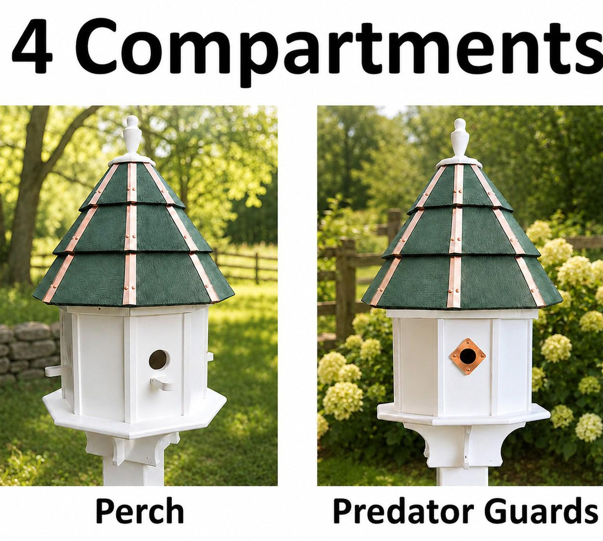 Painted Cedar Roof Birdhouse 2-8 Compartments Amish Handmade Birdhouse Handmade Maintenance Free Gifts for Bird Lovers Large Bird Houses