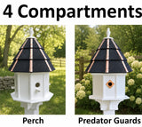 Painted Cedar Roof Birdhouse 2-8 Compartments Amish Handmade Birdhouse Handmade Maintenance Free Gifts for Bird Lovers Large Bird Houses