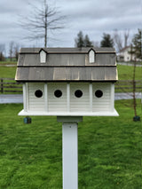 Purple Martin - White - Bird House - Amish Handmade Primitive Design- 6 Nesting Compartments - Birdhouse outdoor