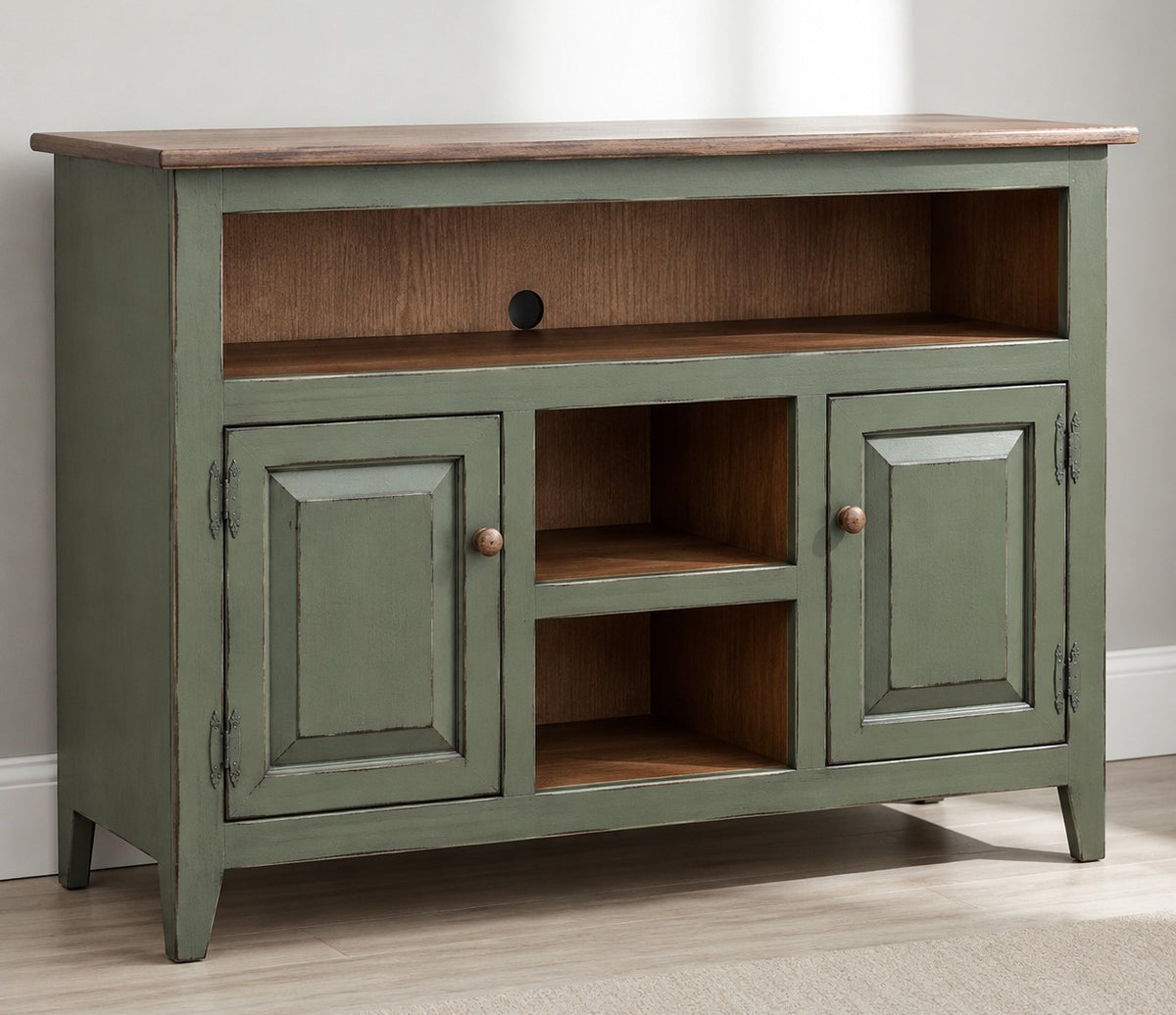 Amish Handmade TV Stand - 2 Door Cabinet - Primitive - Storage - TV Cabinet - Home - Multipurpose Cabinet - Rustic - Open Shelf TV Console