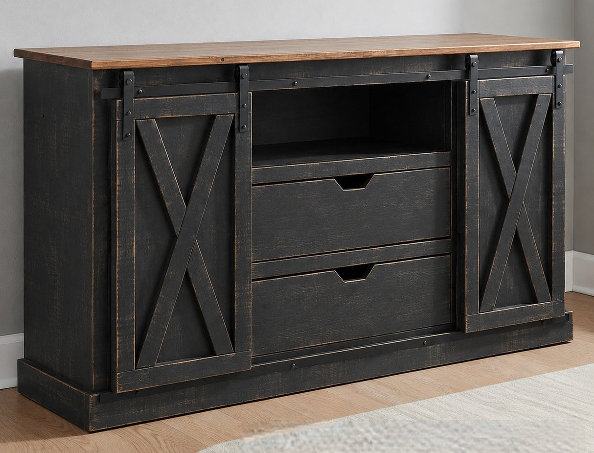 Amish Handmade TV Stand - 2 Door Cabinet - Primitive - Barnhouse TV Cabinet - Multipurpose Cabinet - Rustic Sliding Doors TV Console Drawers