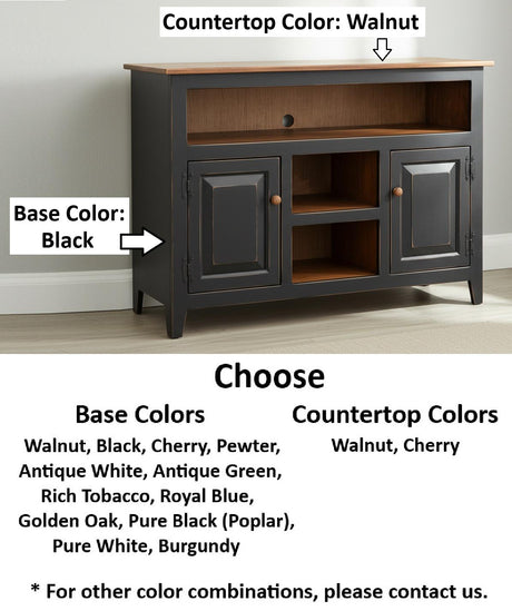 Amish Handmade TV Stand - 2 Door Cabinet - Primitive - Storage - TV Cabinet - Home - Multipurpose Cabinet - Rustic - Open Shelf TV Console