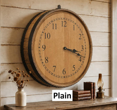 Amish Handmade Whiskey Barrel Clock - Rustic Clocks - Large Wall Clock - Primitive - Unique Clocks - Wood Clock - Display - Vintage Clocks