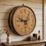 Amish Handmade Whiskey Barrel Clock - Rustic Clocks - Large Wall Clock - Primitive - Unique Clocks - Wood Clock - Display - Vintage Clocks