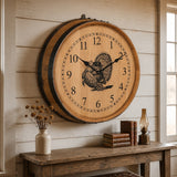 Amish Handmade Whiskey Barrel Clock - Rustic Clocks - Large Wall Clock - Primitive - Unique Clocks - Wood Clock - Display - Vintage Clocks