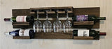 Wine Display With Glass Holder - Wall Mounted -  Amish Handmade Wine Holder -  Rustic Wine Rack - Gifts - Bar Shelf - Wooden Bottle Holder