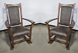 Amish Handmade 2 Rocking Chairs - Furniture - Bozeman Style Walnut Chair- Upholstered - Cushion - Vintage - Backrest - Chair Set - Furniture