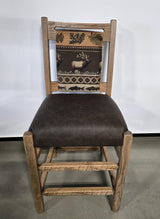 Amish Handmade 2 Barstool Chairs - Furniture - Primitive - Upholstered - Cushion - Vintage - Backrest - Chair Set - Furniture - Living Room