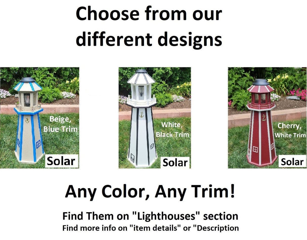 Assateague Solar Lighthouse - Amish Handmade - Landmark Replica - Lawn Lighthouse - Garden Decoration