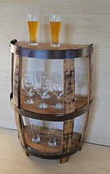Barrel Wine Cabinet - End Table - Amish Handmade - Liquor Cabinet - Glass Holder - Pantry Whiskey Barrel - Display - Vintage - Glass Rack