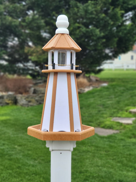 Bird Feeder - Poly Lumber - Amish Handmade - Feeder Lighthouse Design - Weather Resistant - Easy Mounting - Bird Feeders For The Outdoors