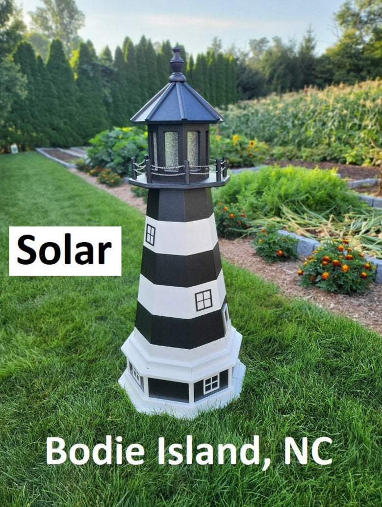 Bodie Island Solar Lighthouse - Garden Decor - Handcrafted - Amish Made - Landmark Replica