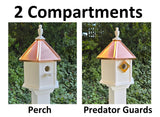 3 Hole Bird House With Copper Roof Amish Handmade, Nesting Compartments, Weather Resistant Birdhouses, Bird Lovers, Poly