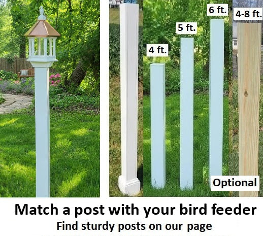 Amish Handmade Copper Roof Bird Feeder - Vinyl - Bird Lovers - Weather-Resistant - Poly