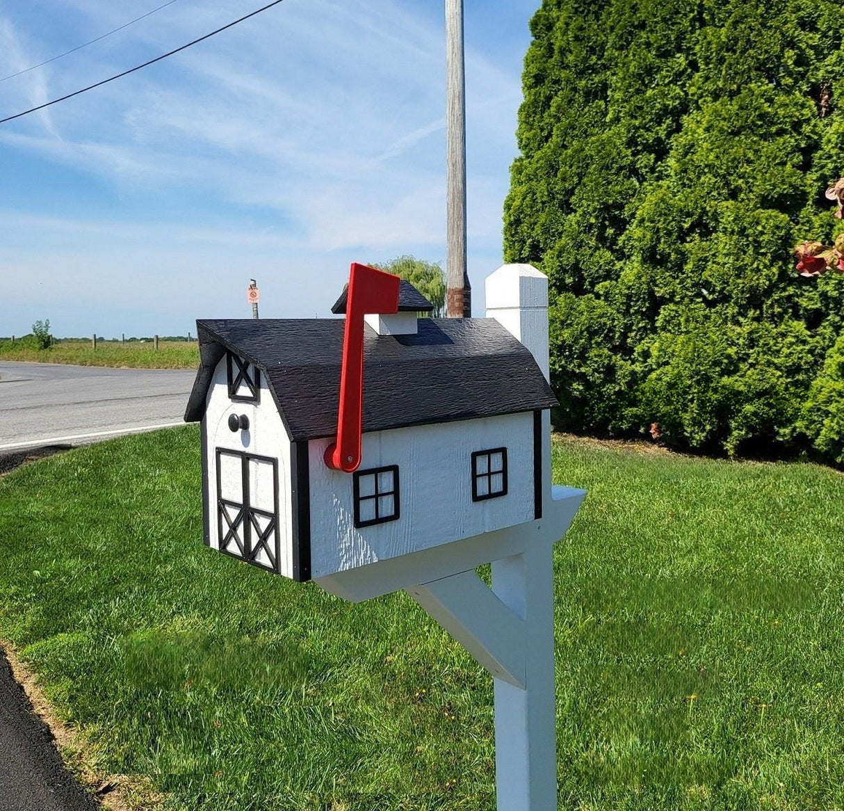 Dutch Barn Mailbox Amish Handmade Wooden - Color Options - Barn Mailboxes Wood