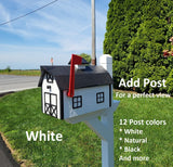 Dutch Barn Mailbox Amish Handmade, Choose Your Color, Wood Amish Mailbox With Red Flag Black Roof - Dutch Barn
