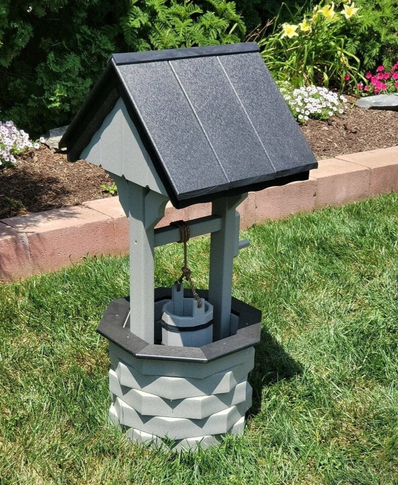 Wishing wells, garden wishing wells, homemade wishing wells, decorative wishing well, garden wishing well, decorative wood well, garden decoration, garden well, poly wishing wells, garden ornament