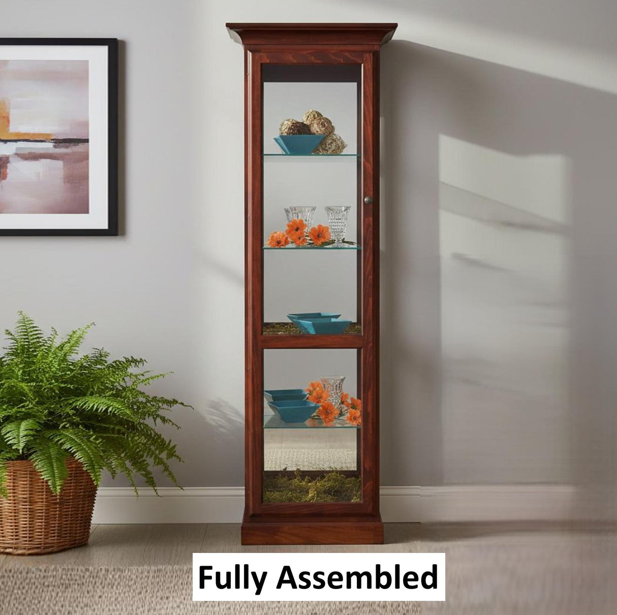 Amish Handmade Glass Display Cabinet - Tall Curio Cabinet - China Display - Glass Cabinet - Modern Home Decor - Multipurpose Cabinet -Rustic