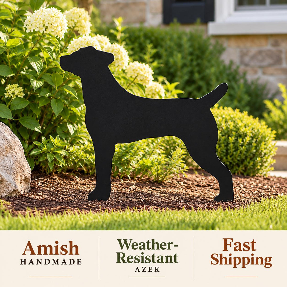 Amish Handmade Dog Silhouettes - Garden Stake - Gift - Lawn Art - Wildlife Decor - Backyard - Outdoor Decoration - Dog Lovers - Yard Decor
