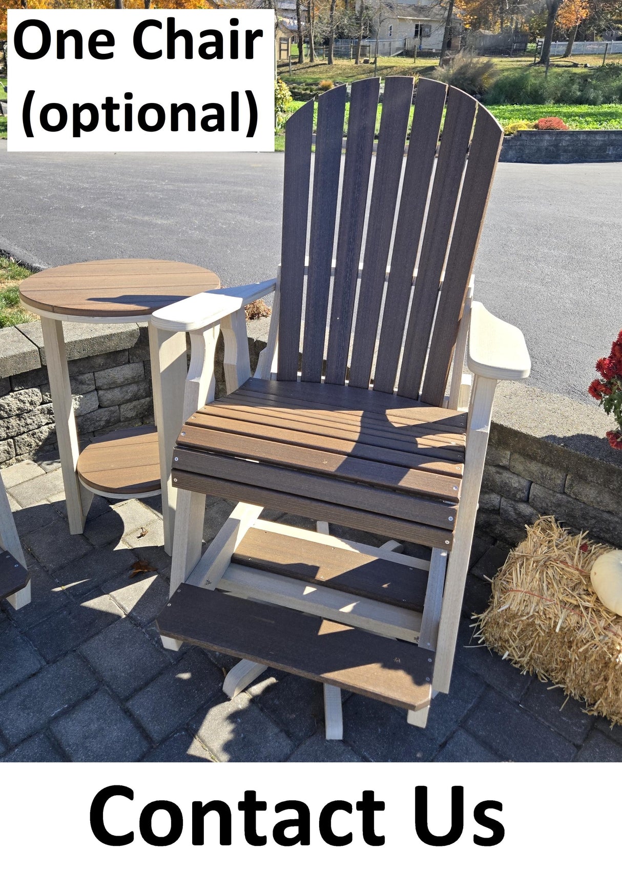 Amish Handmade Patio Set - 2 Swivel Chairs and Table - Adirondack - Pub Table - Outdoor Dining Table Set - Amish Chair Set - Furniture Set