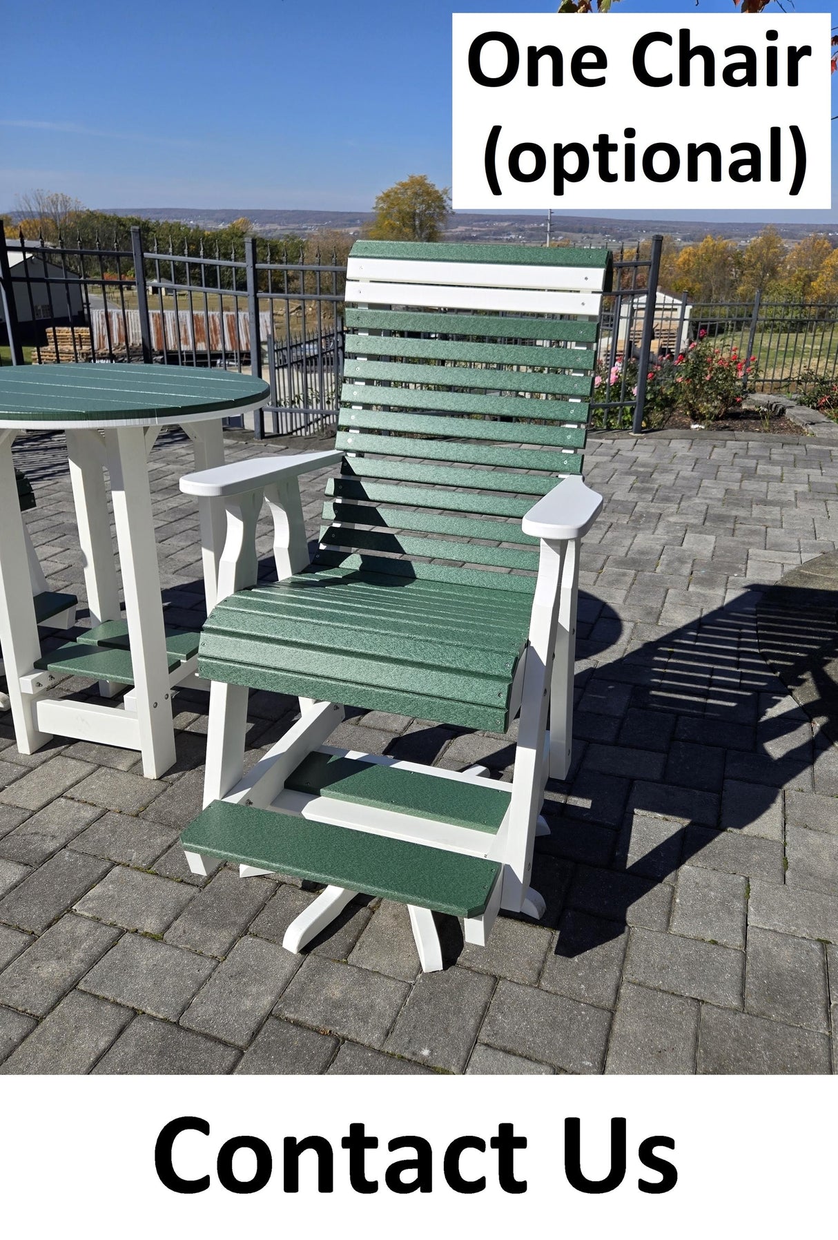 Amish Handmade Patio Set - 2 Swivel Chairs and Table - Adirondack - Backyard - Outdoor Dining Table Set - Amish Chair Set - Furniture Set