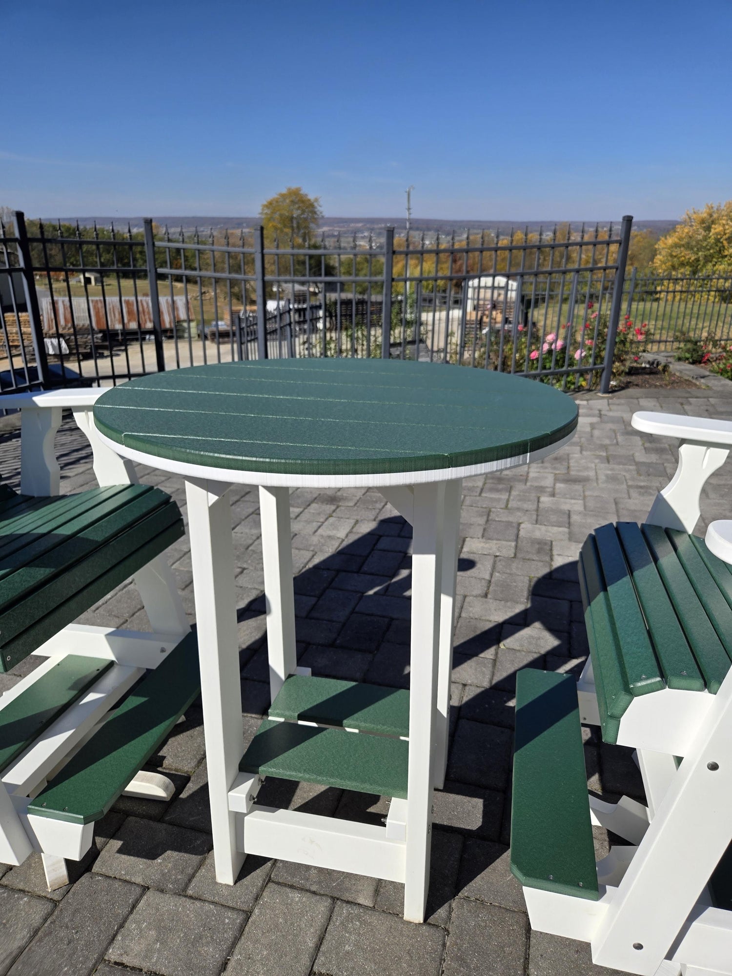 Amish Handmade Patio Set - 2 Swivel Chairs and Table - Adirondack - Backyard - Outdoor Dining Table Set - Amish Chair Set - Furniture Set