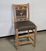 Amish Handmade 2 Barstool Chairs - Furniture - Primitive - Upholstered - Cushion - Vintage - Backrest - Chair Set - Furniture - Living Room