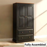 Amish Handmade Wardrobe Cabinet - Large Cabinet with Hanging Rod - Multipurpose Cabinet - With Drawers - Rustic Farmhouse Storage Home Decor