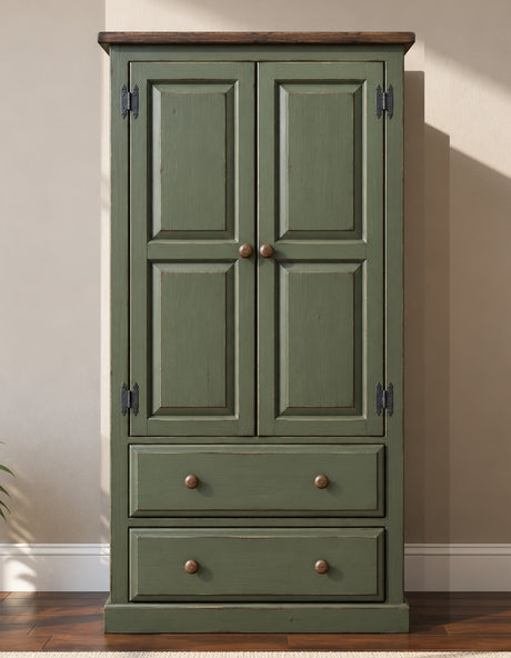 Amish Handmade Wardrobe Cabinet - Large Cabinet with Hanging Rod - Multipurpose Cabinet - With Drawers - Rustic Farmhouse Storage Home Decor