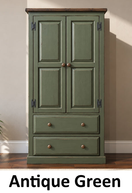 Amish Handmade Wardrobe Cabinet - Large Cabinet with Hanging Rod - Multipurpose Cabinet - With Drawers - Rustic Farmhouse Storage Home Decor