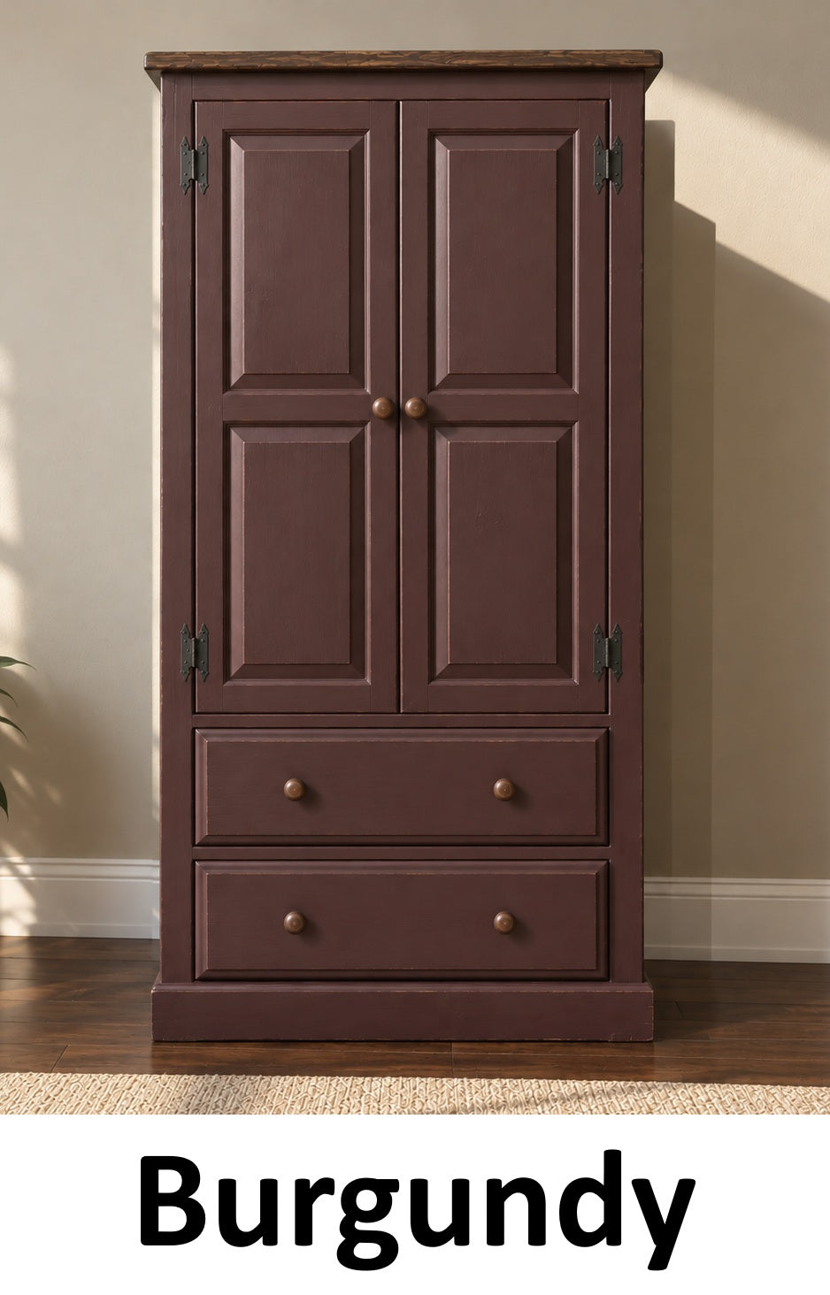 Amish Handmade Wardrobe Cabinet - Large Cabinet with Hanging Rod - Multipurpose Cabinet - With Drawers - Rustic Farmhouse Storage Home Decor