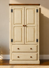 Amish Handmade Wardrobe Cabinet - Large Cabinet with Hanging Rod - Multipurpose Cabinet - With Drawers - Rustic Farmhouse Storage Home Decor