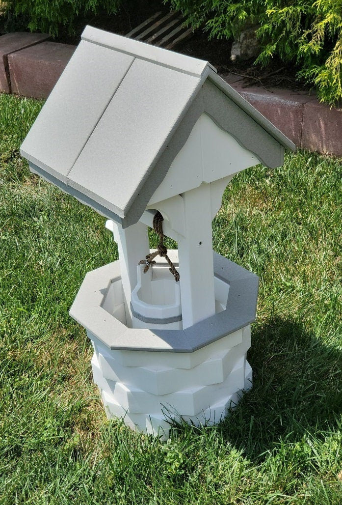 Wishing wells, garden wishing wells, homemade wishing wells, decorative wishing well, garden wishing well, decorative wood well, garden decoration, garden well, poly wishing wells, garden ornament