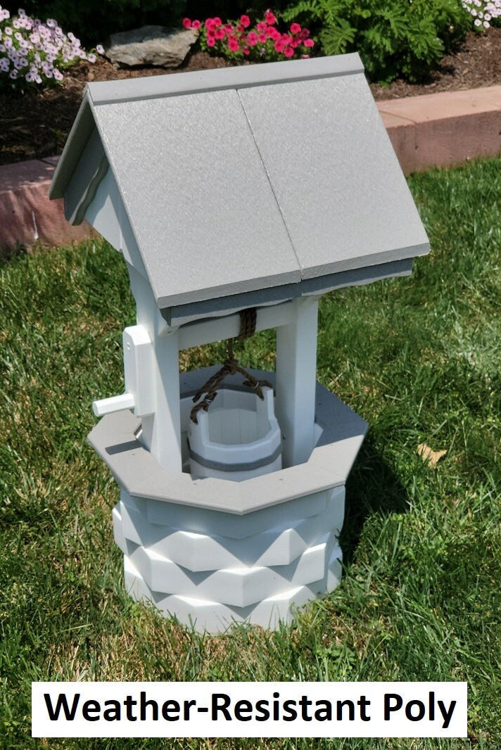 Garden Wishing Well- Yard Wishing Well - Poly - Amish Handmade