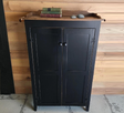 Amish Handmade Pine Cabinet: Rustic Bordered Countertop, Farmhouse Furniture