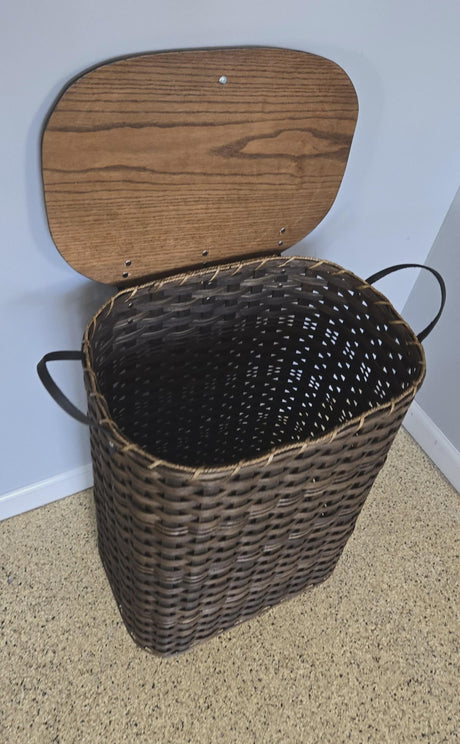 Amish Handmade Hamper - Handwoven - Storage - Basket w/ Handles - Laundry Basket - Vintage - Basket w/ Lid - Farmhouse - Wood Basket