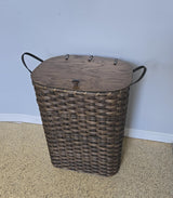 Amish Handmade Hamper - Handwoven - Storage - Basket w/ Handles - Laundry Basket - Vintage - Basket w/ Lid - Farmhouse - Wood Basket