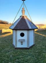 Amish Made Hanging Bird House, Handcrafted Gazebo Birdhouse 1 Nesting Compartment - 