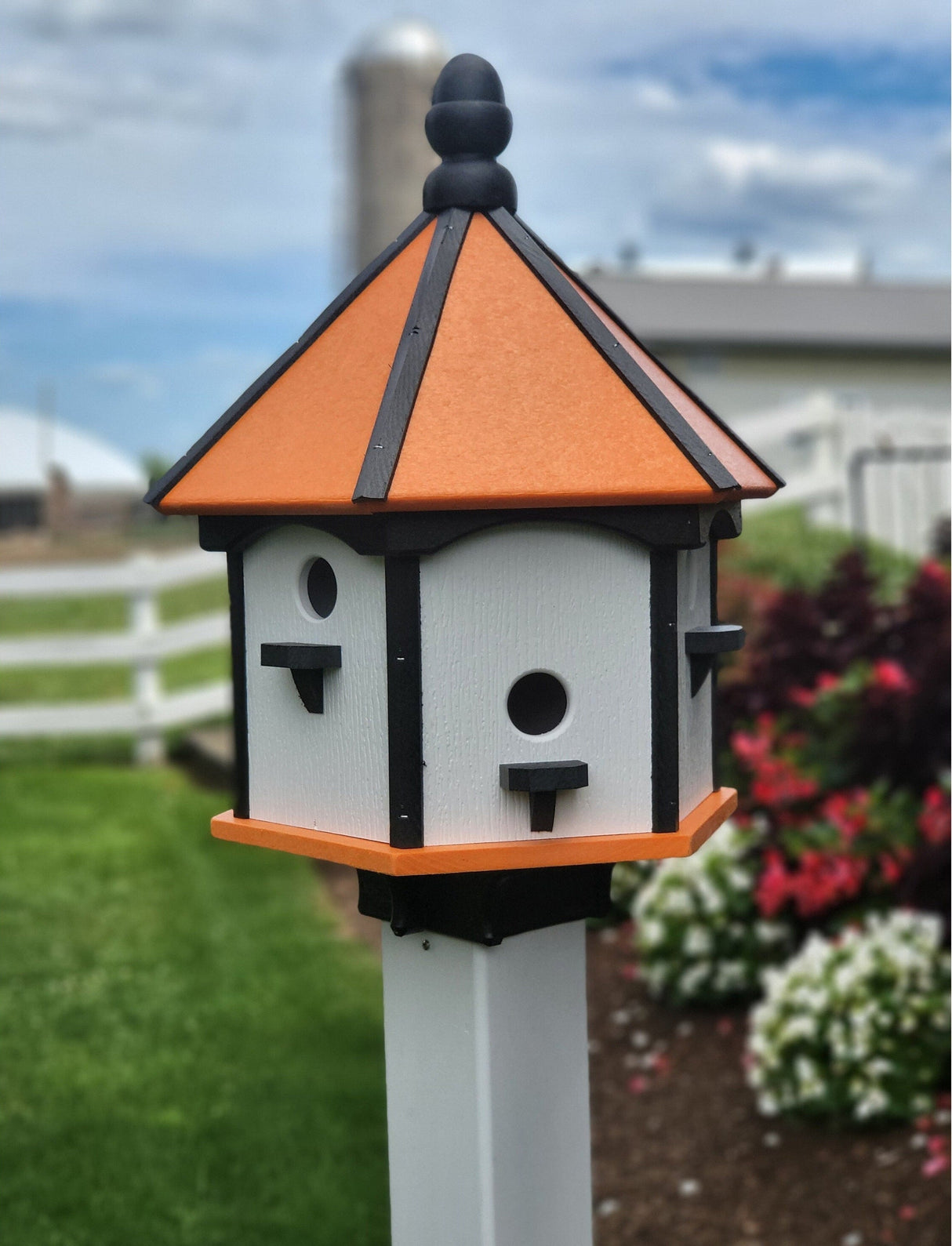 Holiday Colorful 6 Nesting Compartments Birdhouse, Amish Made, Weather Resistant Birdhouse Outdoor