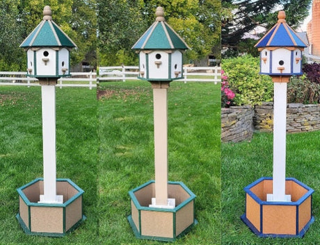 Holiday Colorful 6 Nesting Compartments Birdhouse, Amish Made, Weather Resistant Birdhouse Outdoor