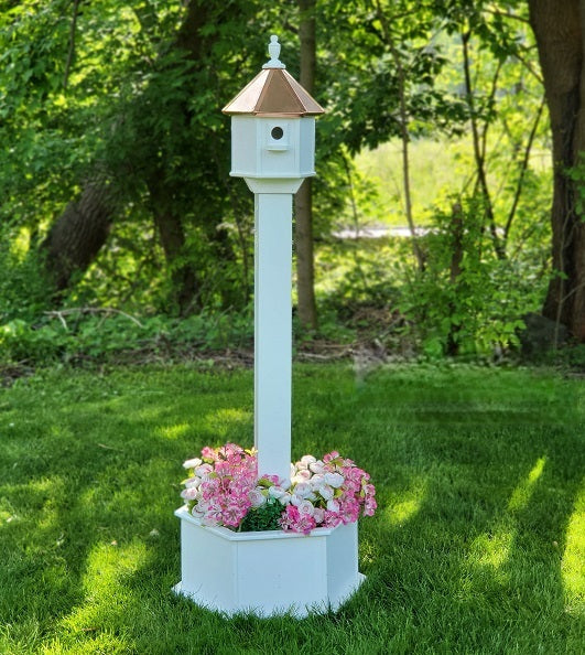 2 Nesting Compartments Amish Handmade Copper Roof Birdhouse With Individual Perches, Duplex 2 Holes Bluebird Songbird Bird House