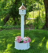 2 Nesting Compartments Amish Handmade Copper Roof Birdhouse With Individual Perches, Duplex 2 Holes Bluebird Songbird Bird House